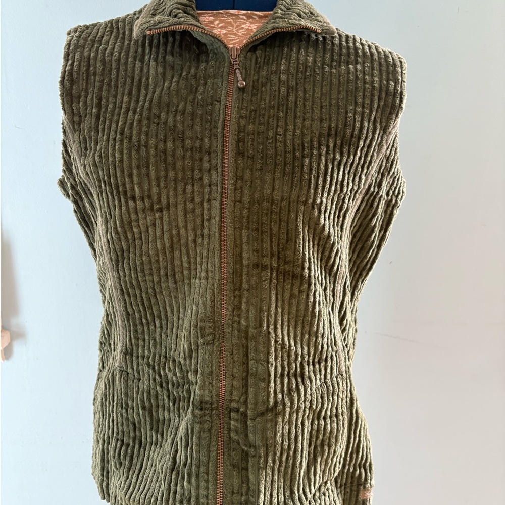 Woolrich Vintage Zip  Corduroy Vest Forest Green